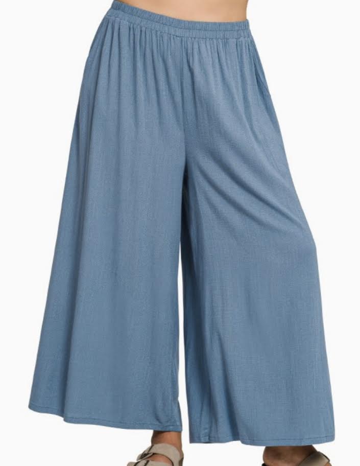 Zenana: Woven Elastic Band Pants with Pockets (1X-3X)