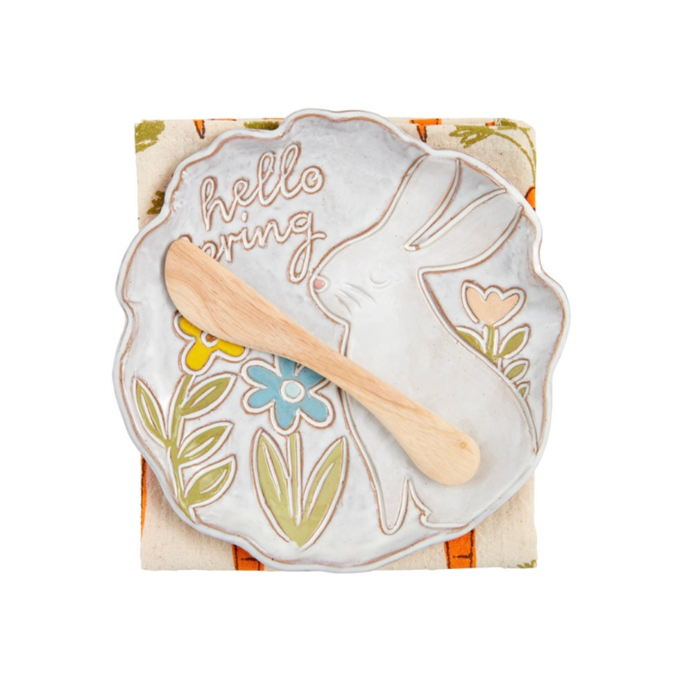 Mudpie Sitting Bunny App. Plate Set