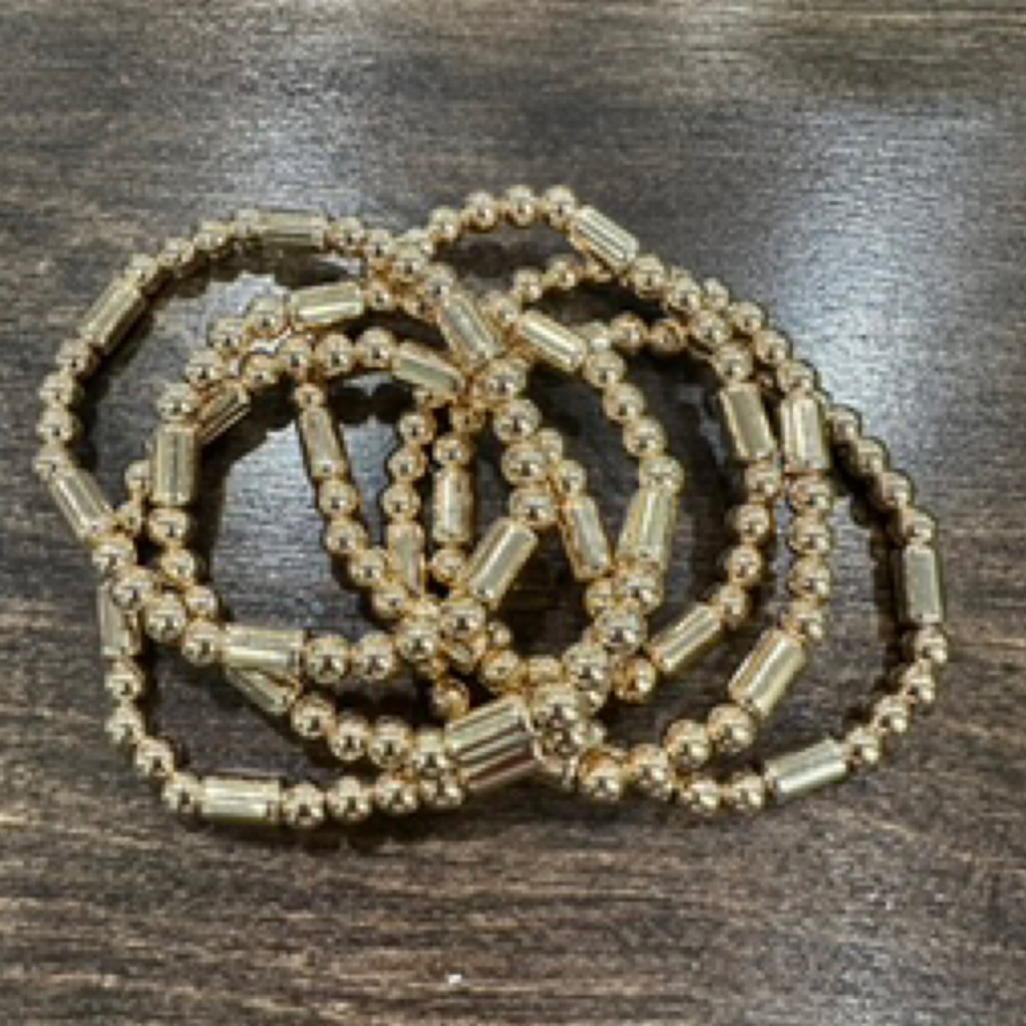 Wr Large Gold Bead & Cylinder Bracelet