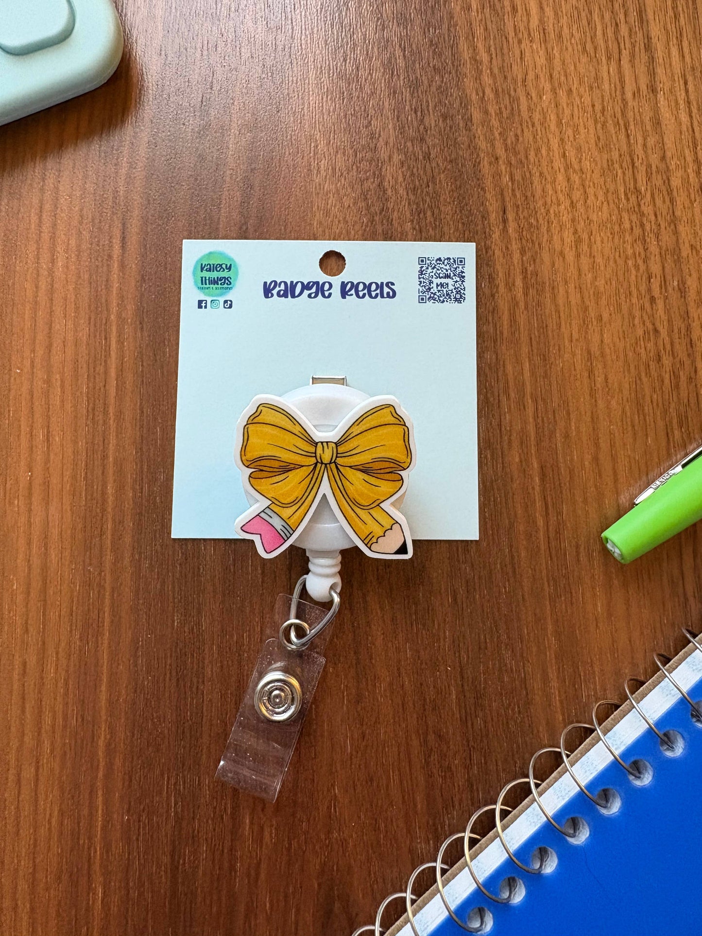 Pencil Bow Badge Reel