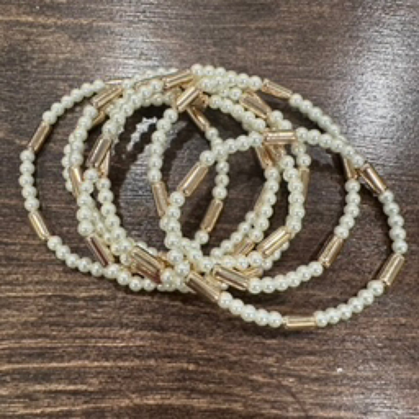 Wr Pearl & Gold Cylinder Bracelet