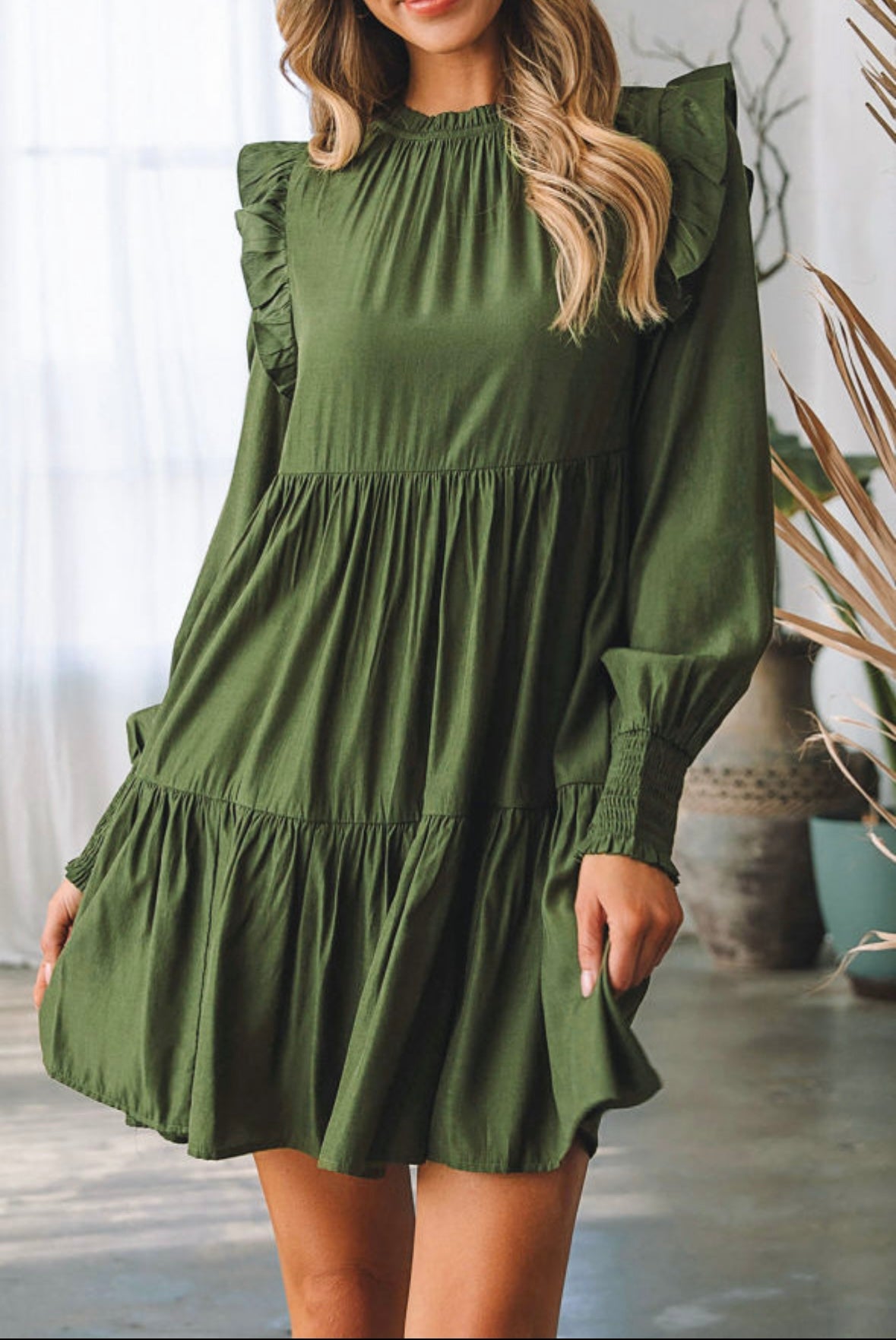 Moss Ruffle Mini Dress
