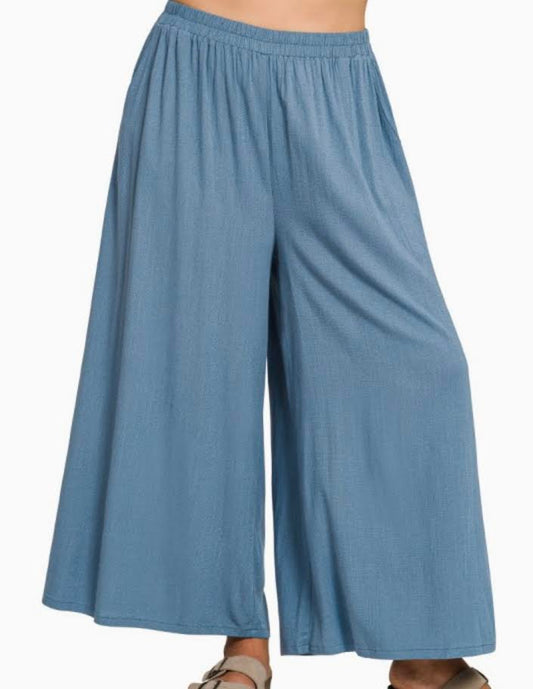 Zenana: Woven Elastic Band Pants with Pockets (1X-3X)