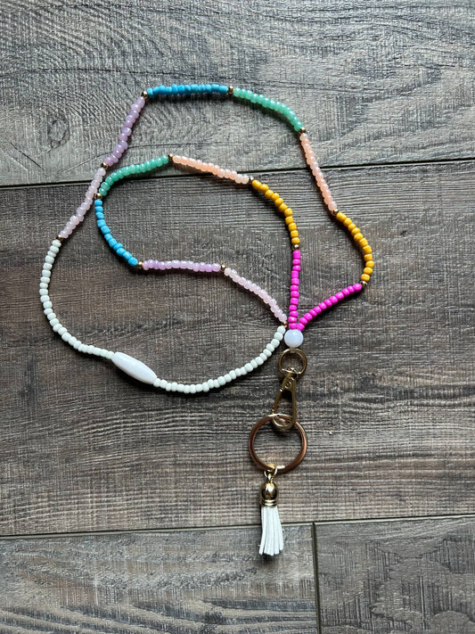 Cool Colors Bead Lanyard W/ Breakaway Clasp