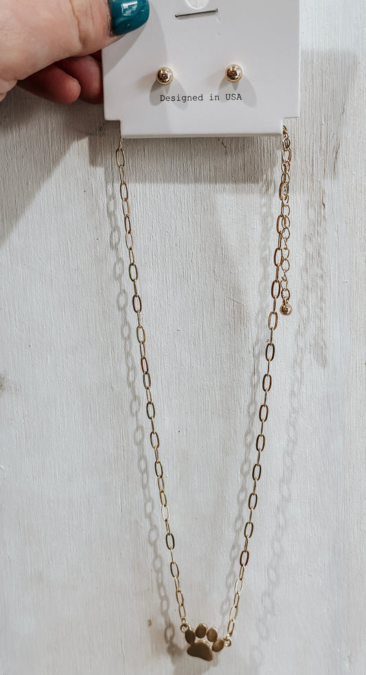 Paw Print Necklace Set