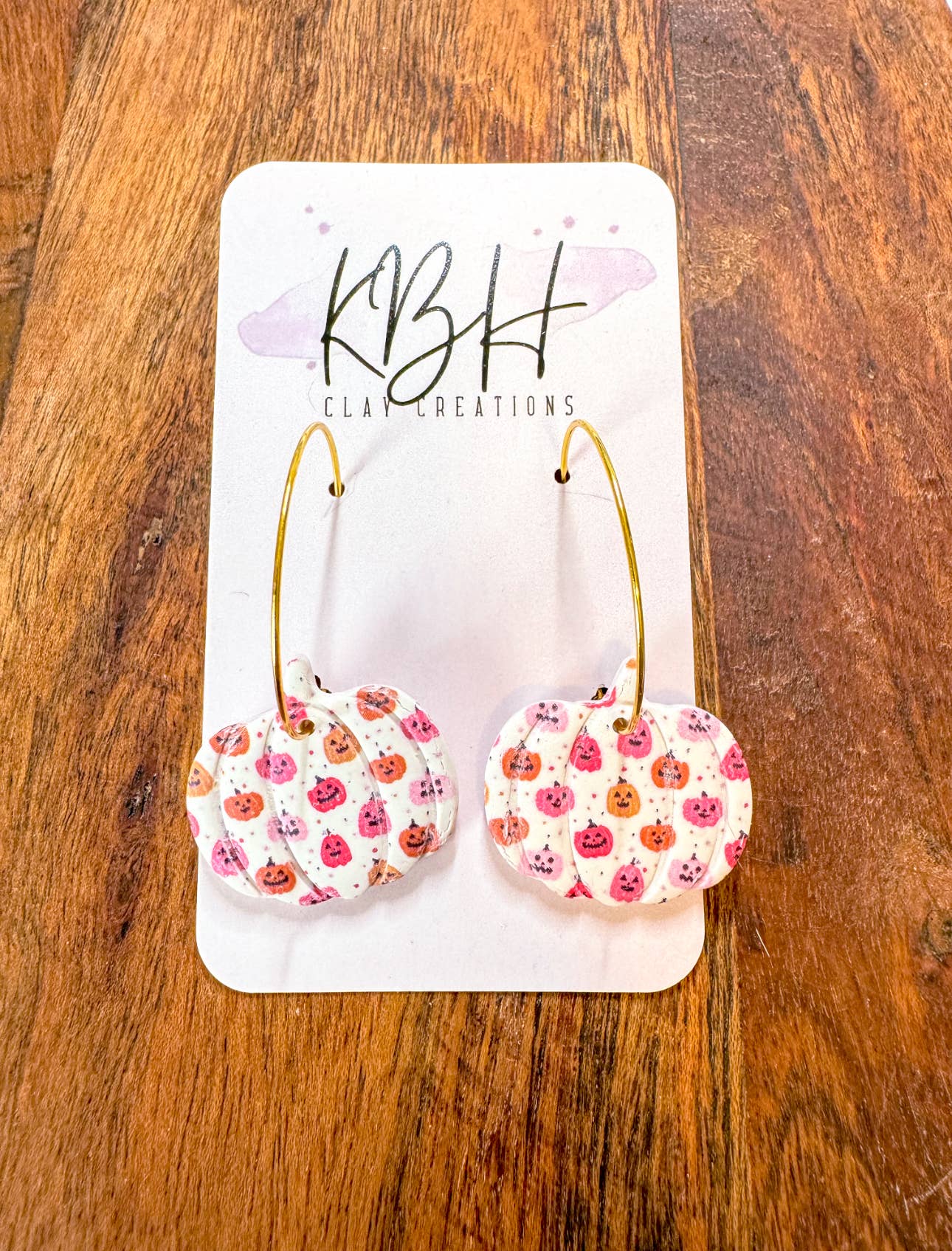 Not So Scary Pumpkin Clay Hoop Earrings